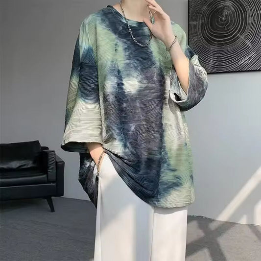 Men's T-shirt Loose Print Tops Male Tees Shirts Tshirt Party Korean Clothing Kpop Funny Hot Casual Cheap Clothes Stylish Vintage